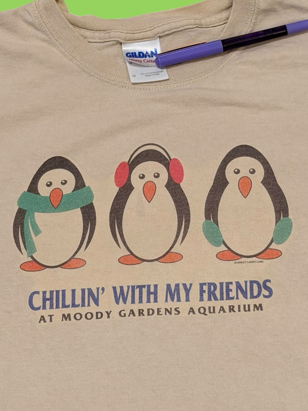 Vintage Penguins Chillin Moody Gardens Galveston Texas Shirt Y2K Medium Comfy